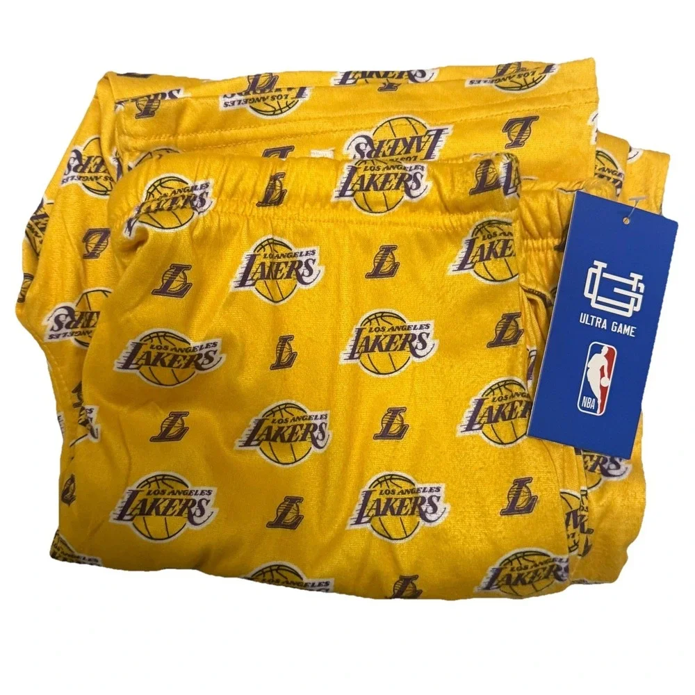 LOS‎ ANGELES LAKERS MENS SLEEP LOUNGE PAJAMA PANT XL POLYESTER YELLOW